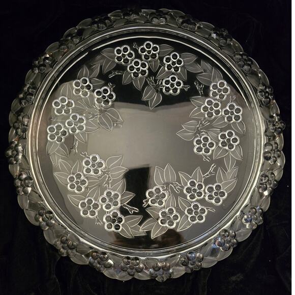 Vintage Walther Glass Mikasa Crystal Carmen Satiniert Torte Plate Platter 13.5" - Picture 1 of 5